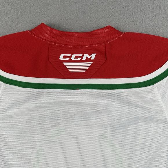 Utica Devils Jersey Youth Small White Red Stitch Logo AHL CCM - Picture 16 of 16